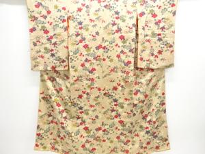 アンティーク　紋錦紗　草花模様着物